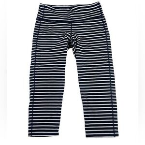 Athleta Stripes Chaturanga Crop Black White